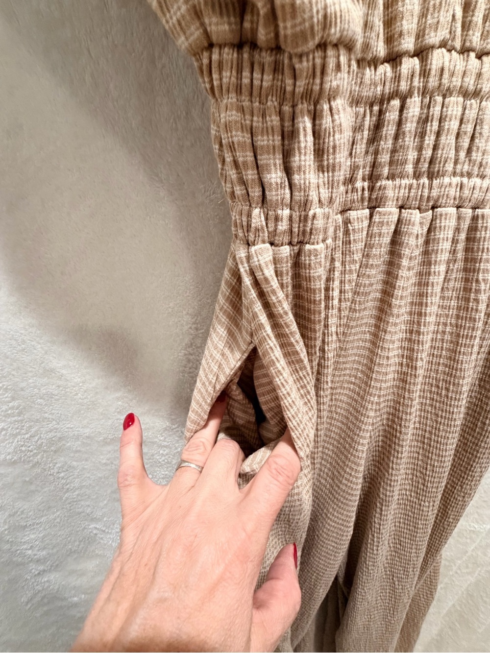 By Together Taupe Wide Leg Jumpsuit Pockets Made USA Small - Picture 13 of 15